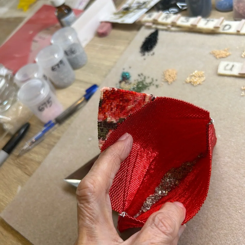 Red Beaded Pouch - Picture 2 of 8